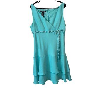 Jones Wear Womens Turquoise Sleeveless Dress Size 14 Tiered
